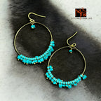 Brass Hoop Earrings : Turquoise