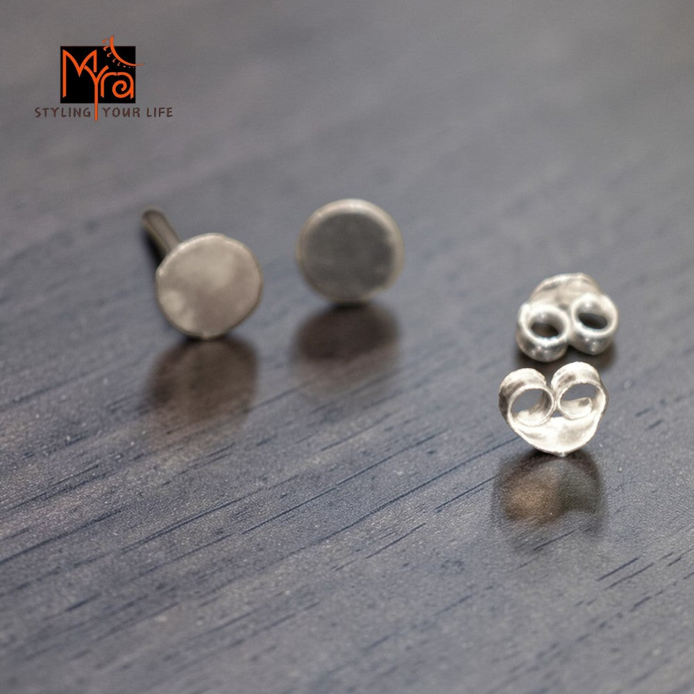 Silver Circle Stud Earrings