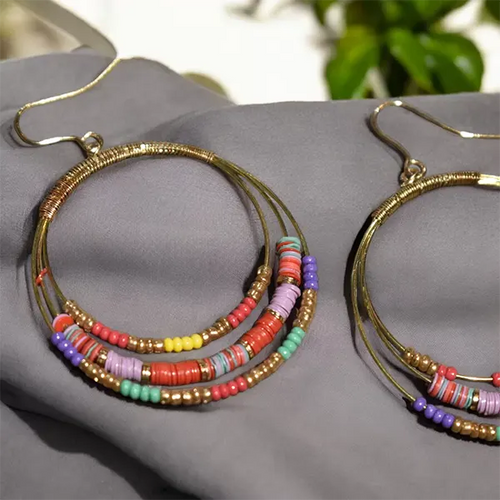 Brass Hoop Earrings : Triple Candy