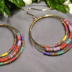 Brass Hoop Earrings : Triple Candy