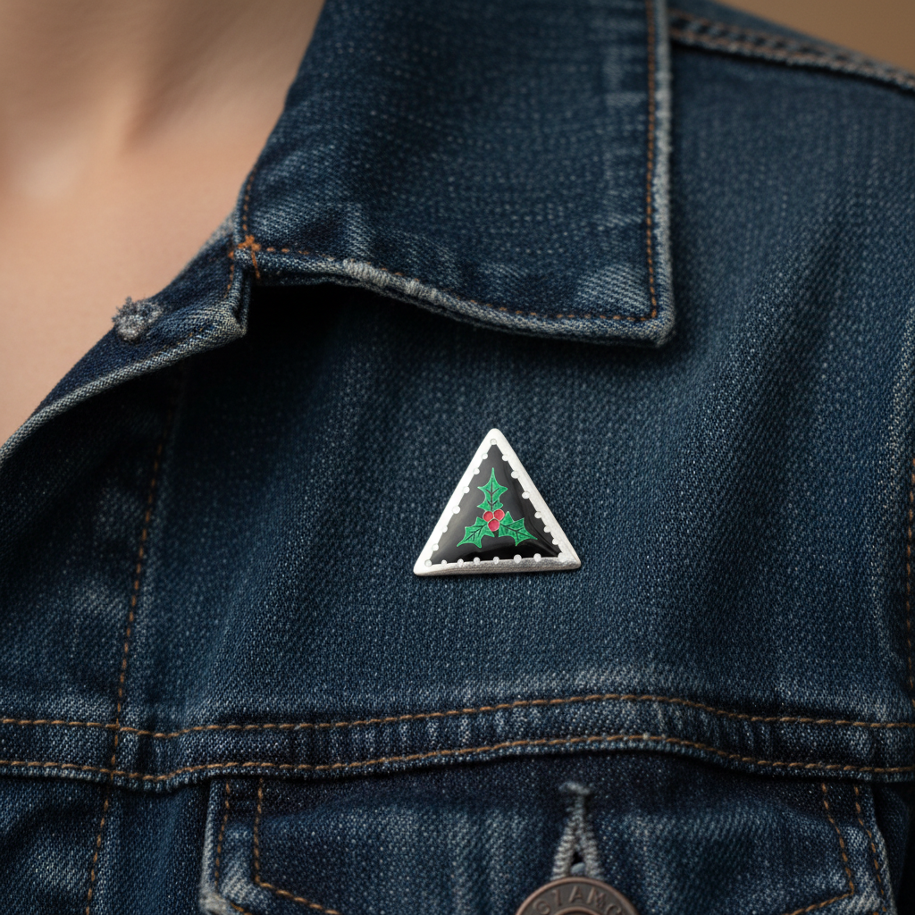 Utsaber Gaach | Christmas Tree Triangle Handpainted Brooch