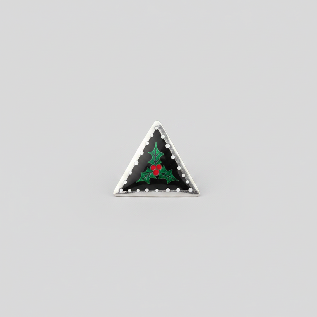 Utsaber Gaach | Christmas Tree Triangle Handpainted Brooch