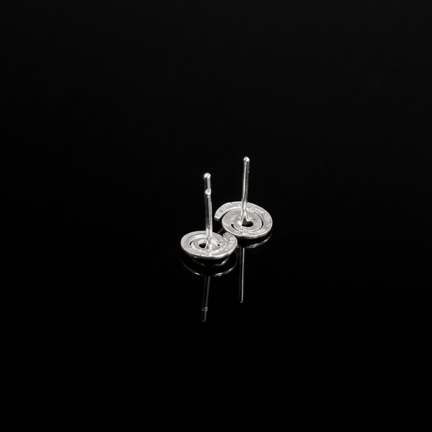 Abstract Illusion Sterling Silver Ear Tops