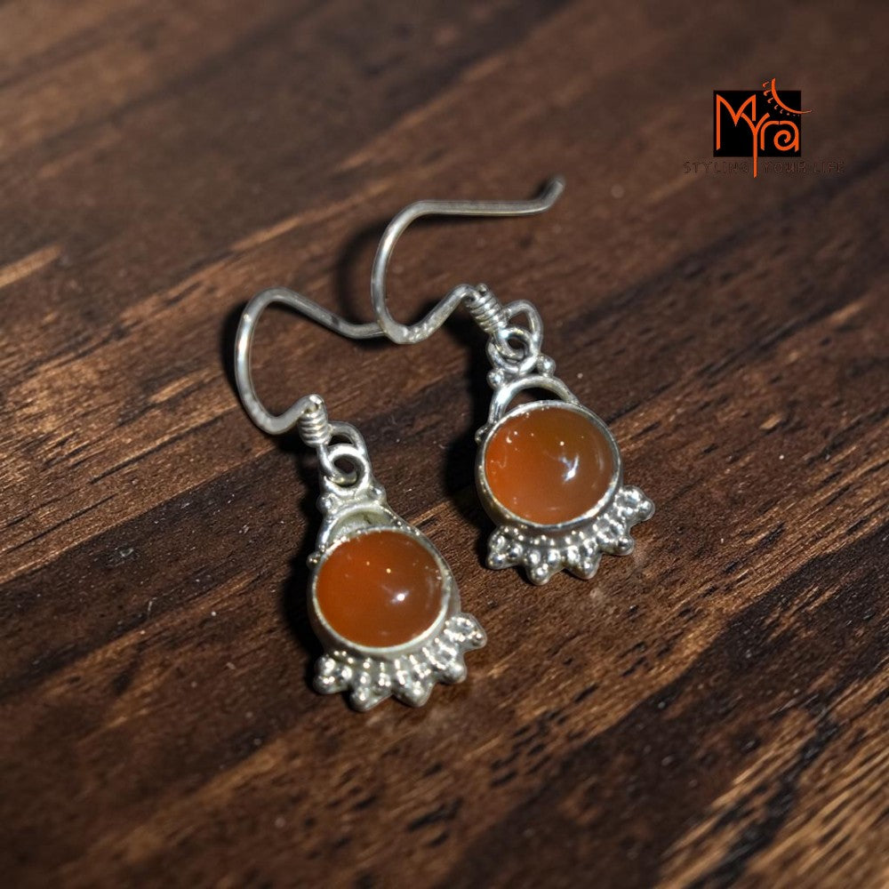 Silver Carnelian Drop Earrings