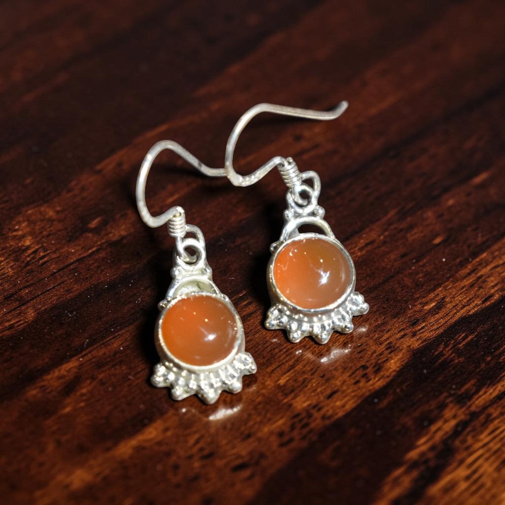 Silver Carnelian Drop Earrings