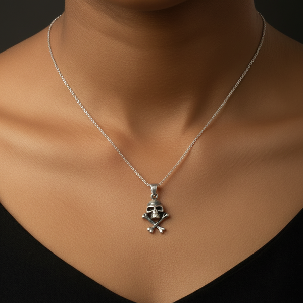 Silver Skull & Bones Pendant