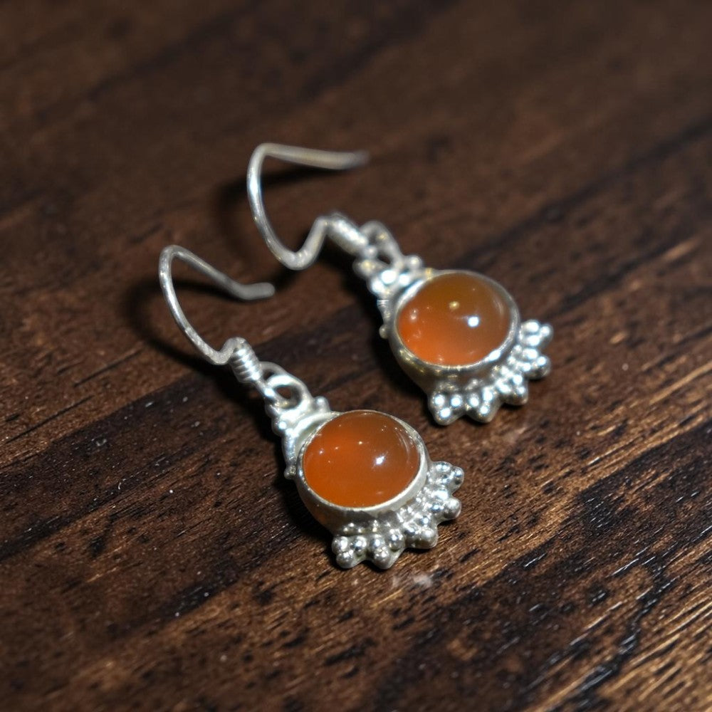 Silver Carnelian Drop Earrings