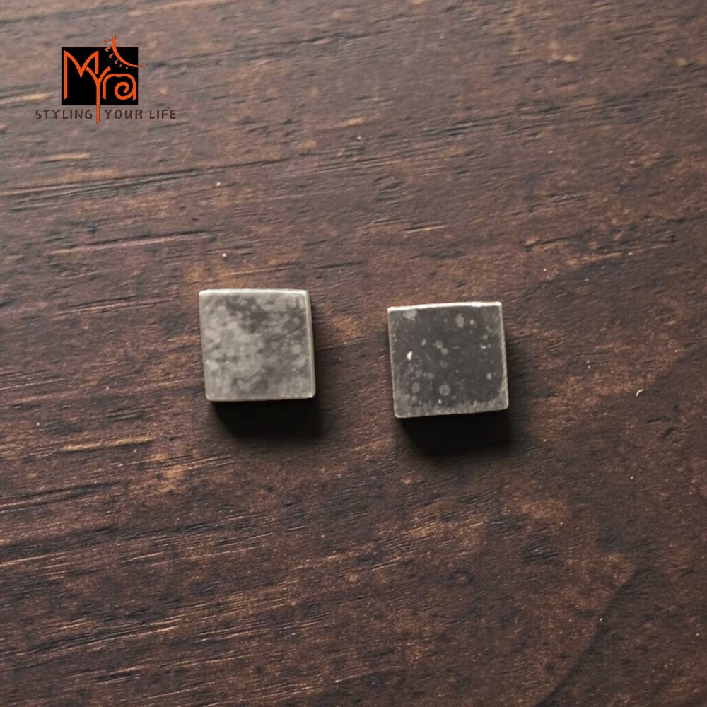 Silver Square Stud Earrings