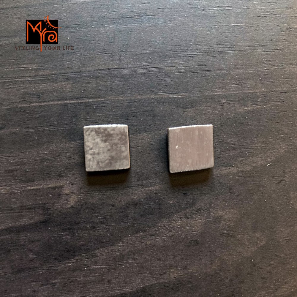 Silver Square Stud Earrings