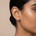 Silver Square Stud Earrings