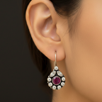 Lal Sada | Ruby And White Stone Earrings
