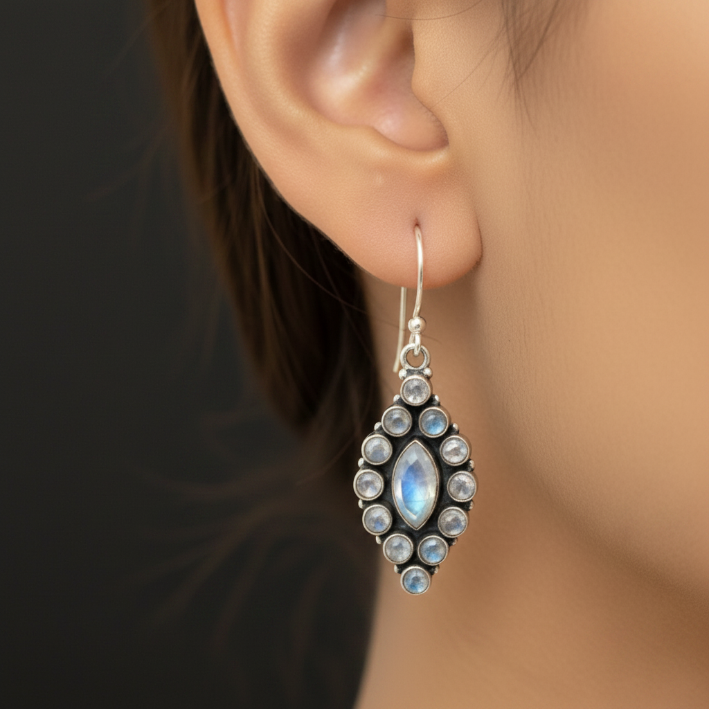 Chandmoni | Moonstone Sterling Silver Earrings