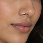 Mukta – White & Silver Bead 925 Sterling Silver Nose Ring