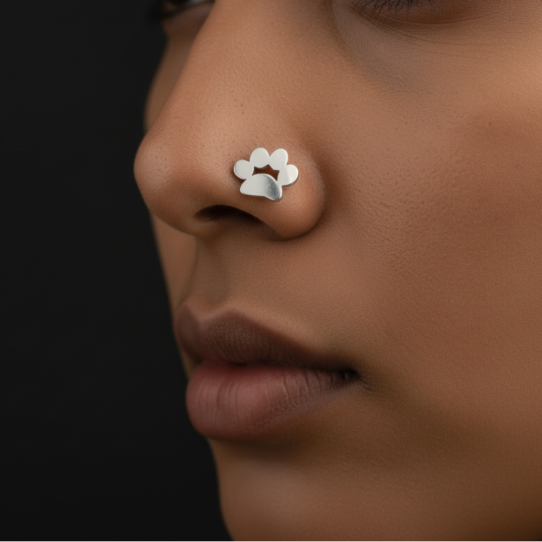 Paw Nose Pin - 925 Silver