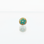 Handpainted Olive Green Grey Teal Flower Nosepin - 925 Sterling Silver Nosepin