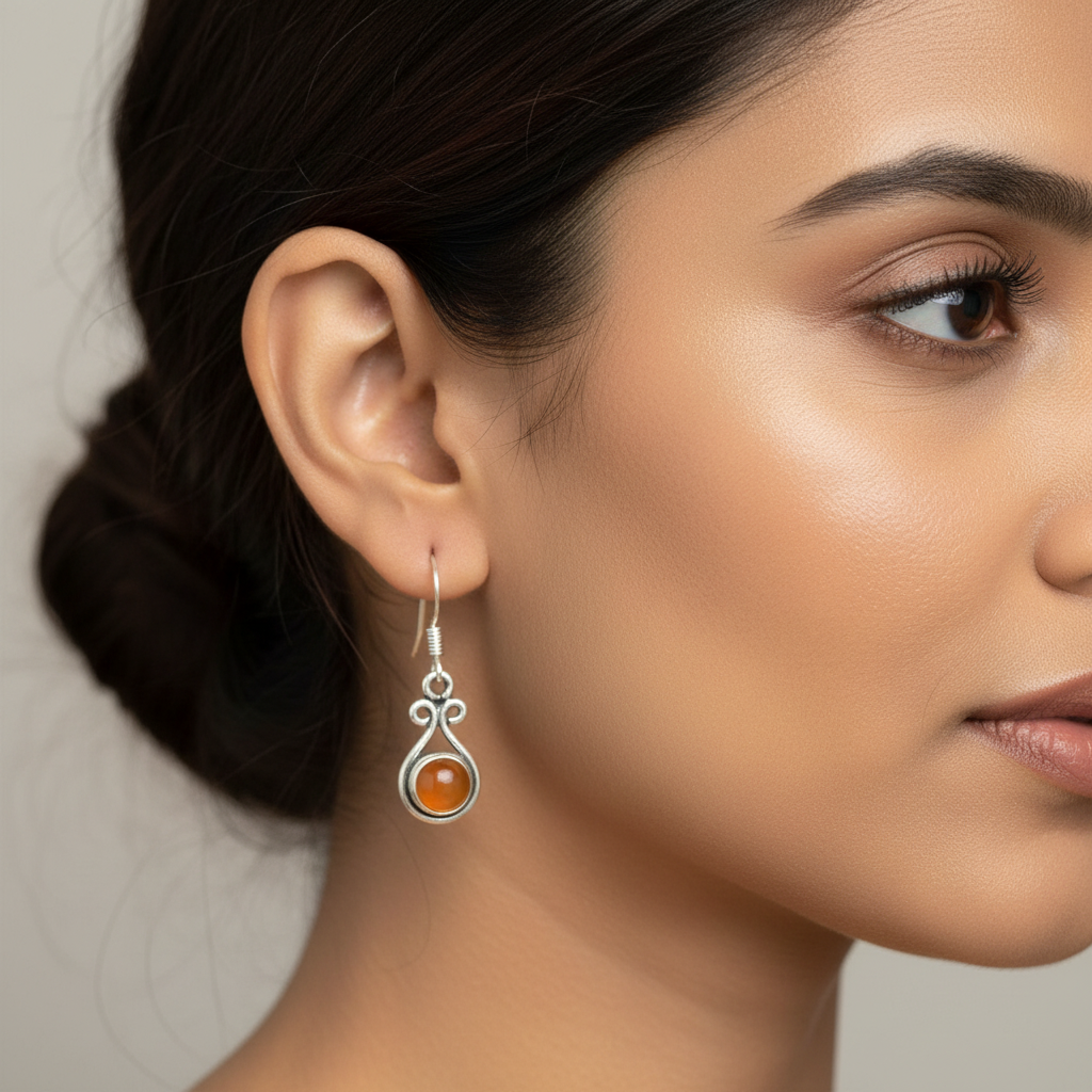 Handmade Carnelian Silver Earrings