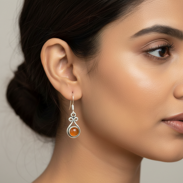 Handmade Carnelian Silver Earrings