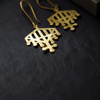 Rekha - Temple Motif Line Brass Earrings