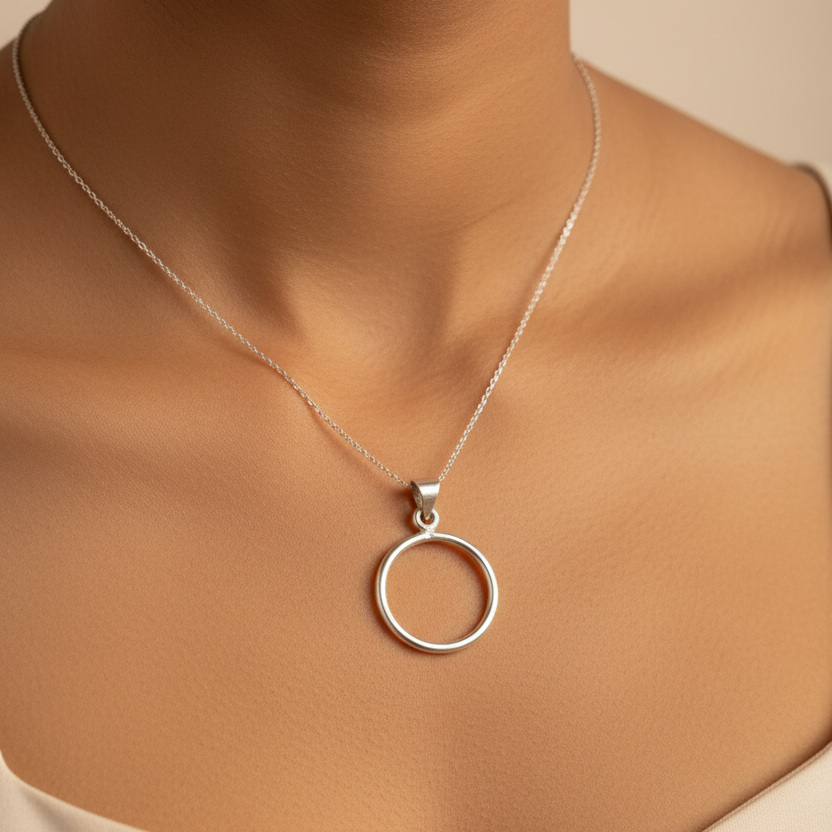 Minimal Silver Circle Pendant