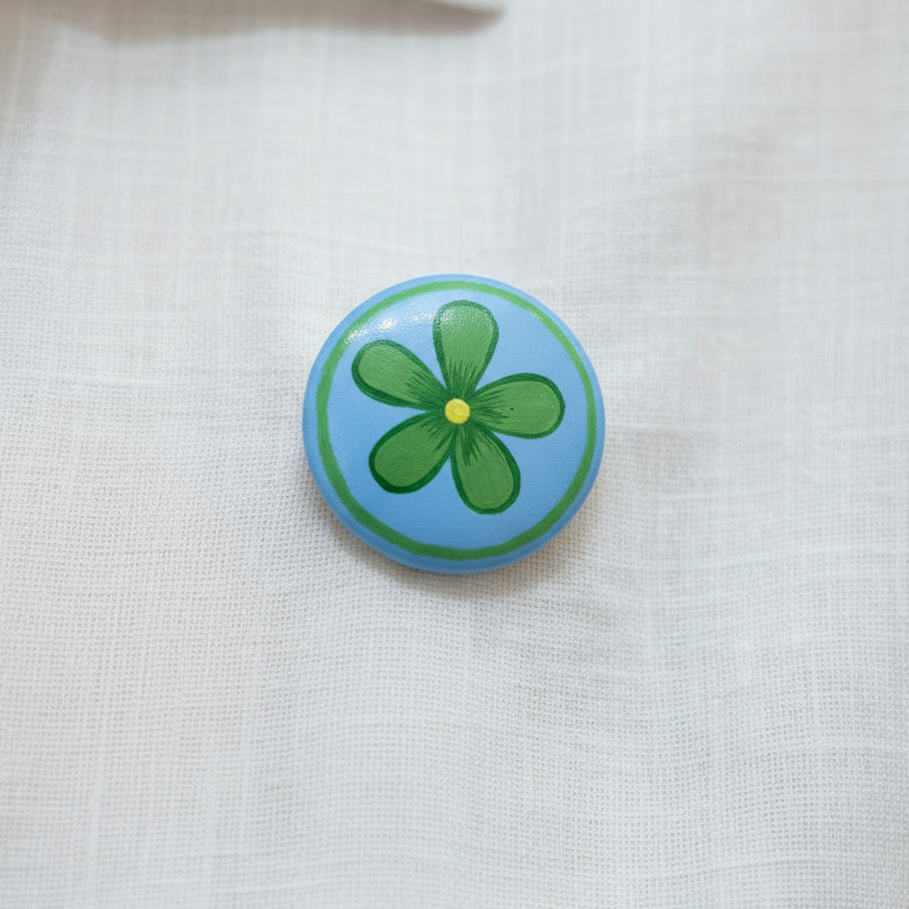 Sabuj Phool | Green Handpainted Floral Brooch