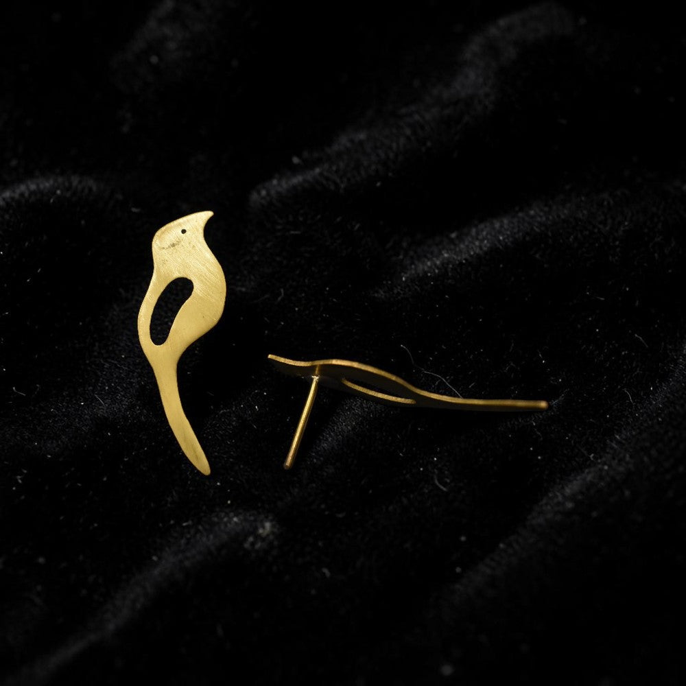 Pakhi - Bird Motif Brass Ear Studs