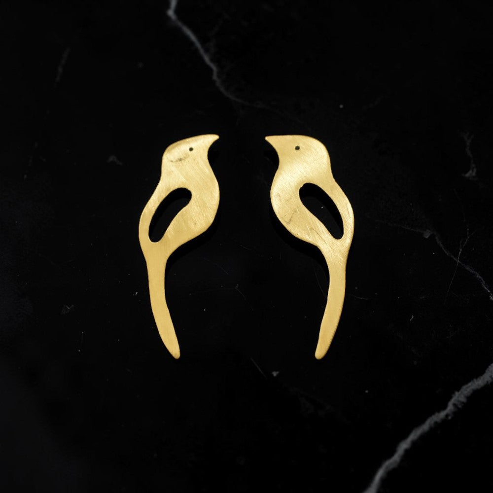 Pakhi - Bird Motif Brass Ear Studs