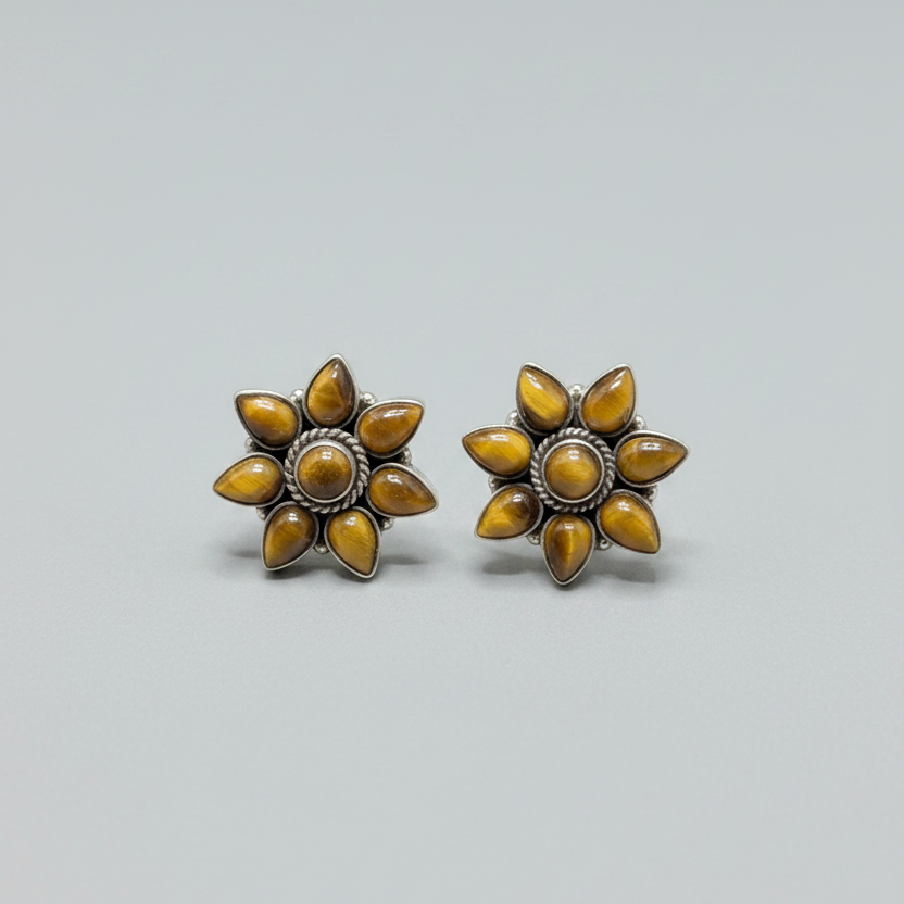 Bagher Chokh | Tiger Eye Sterling Silver Earrings