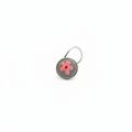 Handpainted Pink Flower on Grey - 925 Sterling Silver Nosepin