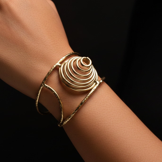 Spiral Coil Brass Bracelet