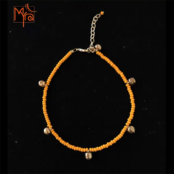 Yellow & Silver Bell Anklet