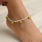 White & Yellow Bell Anklet
