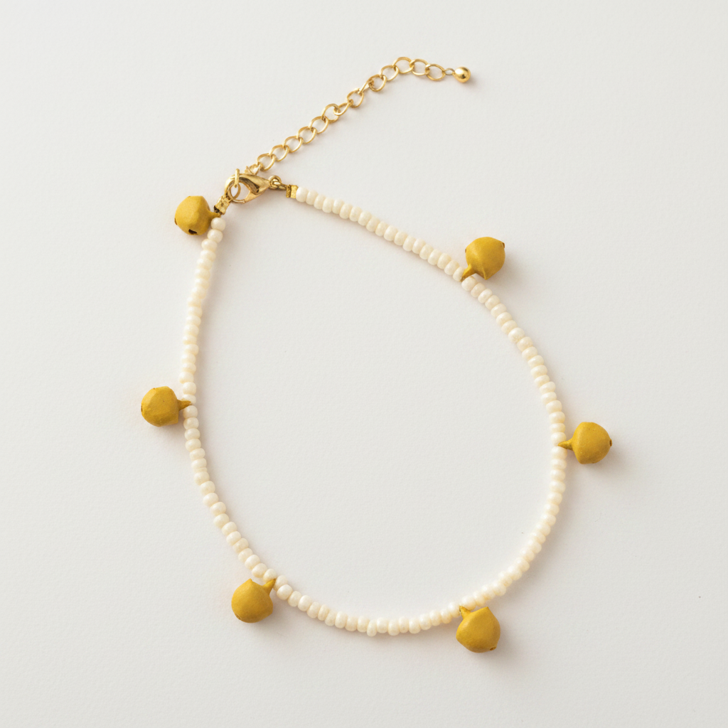 White & Yellow Bell Anklet