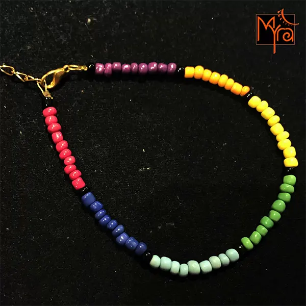 Rainbow Glass Beaded Anklet