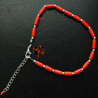 Tomato Red Pipe Beaded Anklet