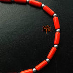 Tomato Red Pipe Beaded Anklet