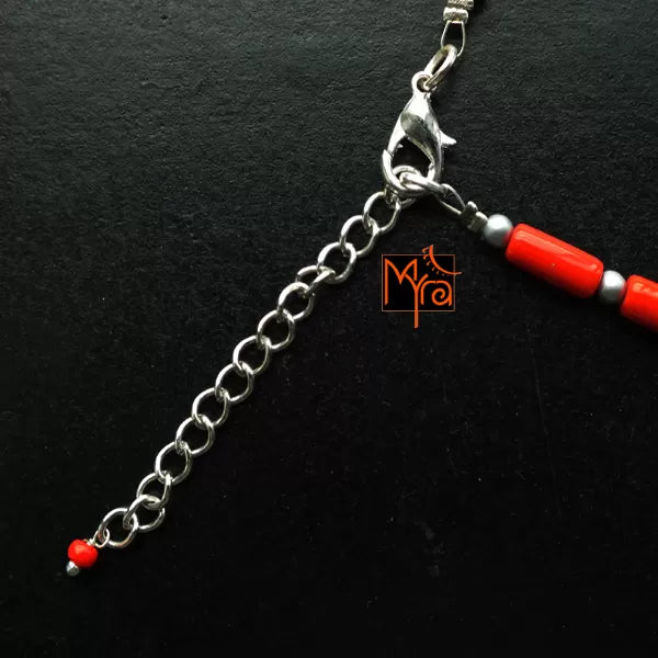 Tomato Red Pipe Beaded Anklet