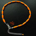 Orange Pipe Beaded Anklet