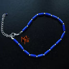 Navy Blue Pipe Beaded Anklet