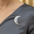 Sada Chand | White Half Moon Handpainted Brooch