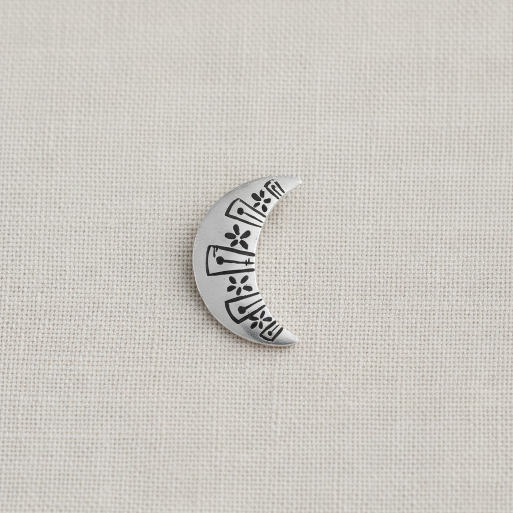 Sada Chand | White Half Moon Handpainted Brooch
