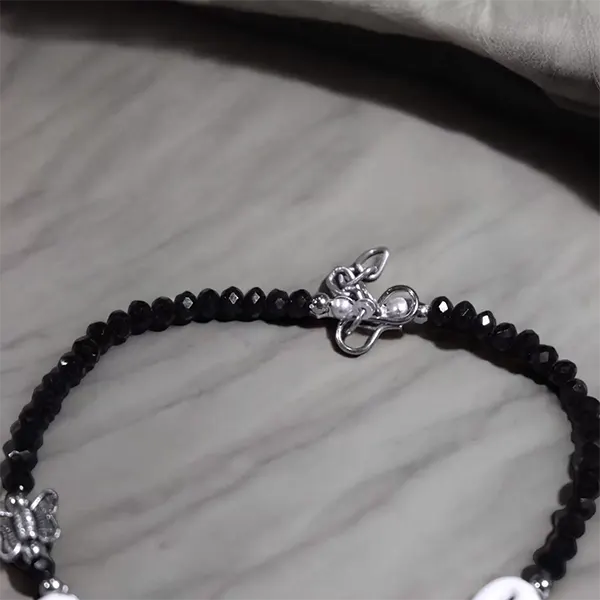 Black Cowrie Shell Crystal Anklet