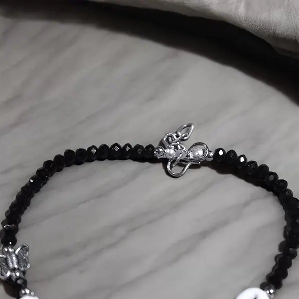 Black Cowrie Shell Crystal Anklet