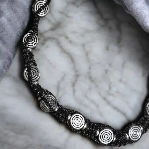 Black Thread Charm Anklet : Concentric Circle