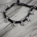 Black Thread Charm Anklet : Heart