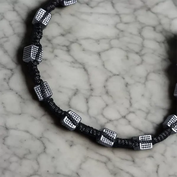 Black Thread Charm Anklet : Cube