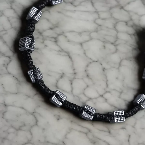 Black Thread Charm Anklet : Cube