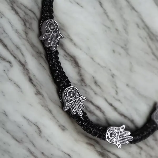 Black Thread Charm Anklet : Hamsa Hand