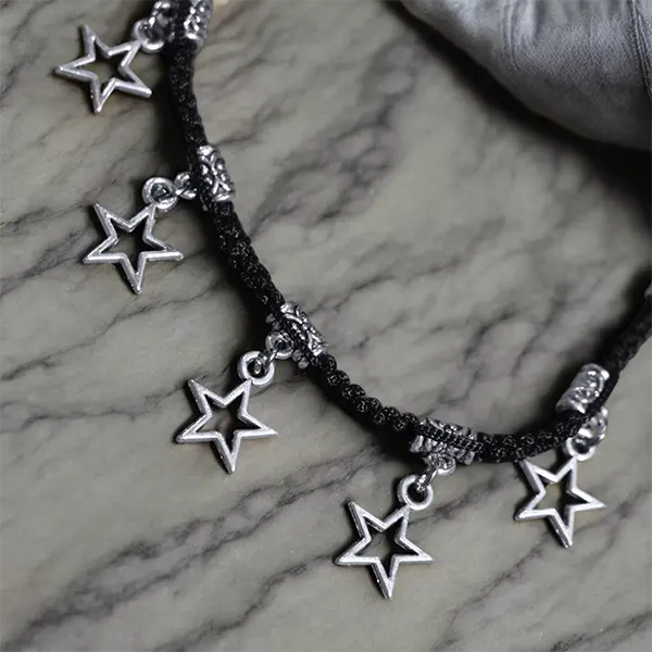 Black Thread Charm Anklet : Star