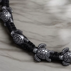 Black Thread Charm Anklet : Turtle