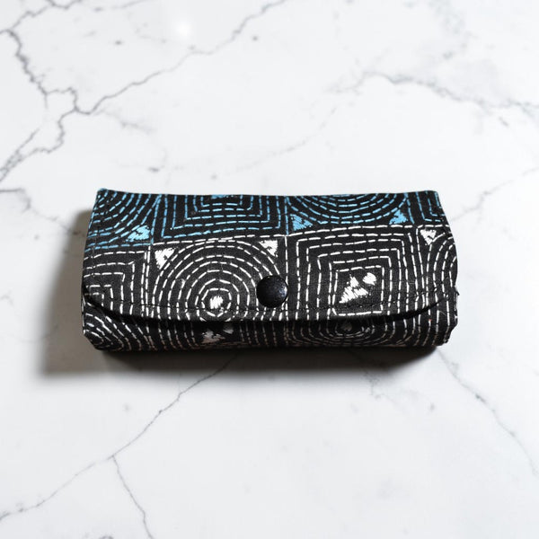Black Kantha Spectacle Case - Handcrafted Bengali Eyewear Holder